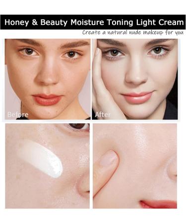 Honey & Beauty Moisture Toning Light Cream Hydrating Beauty Face Cream for Dry Skin Moisturizing Tone Up Cream Waterproof Lazy Brightening Cream Nude Makeup Cover (50ml) - Buy Online on GoSupps.com