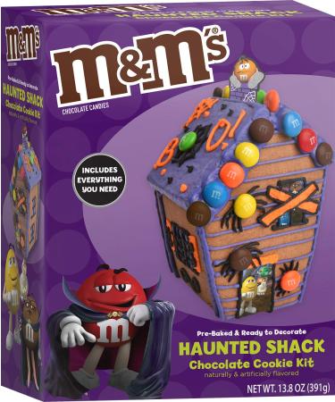 M&Ms Haunted Shack Chocolate Cookie Kit - 13oz (391g) - Pre-Baked and Ready to Decorate Cookies - Includes Everything Needed for Decorating - Halloween Themed Edible Haunted House