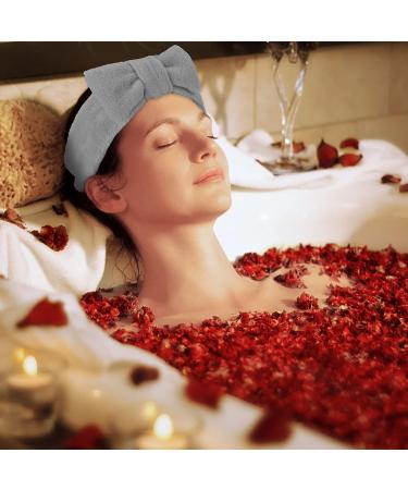 Heyu-Lotus Spa Bowknot Hair Bands | 4-Piece Coral Fleece Makeup Headbands for Face Wash Shower Yoga & Skin Care - Black White Gray Blue - Buy Online on GoSupps.com