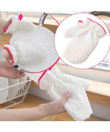 MBNVBNM Cleaning gloves Waterproof Kitchen Gloves Fiber Durable Protective Gloves Cleaning Tool Kitchen One Size White