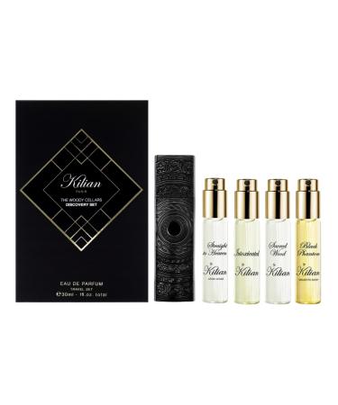 Kilian Limited Edition The Woody Cellars Discovery Set Eau De Parfum - Travel Set - Straight to Heaven white cristal/Intoxicated/Sacred Wood/Black Phantom Memento Mori