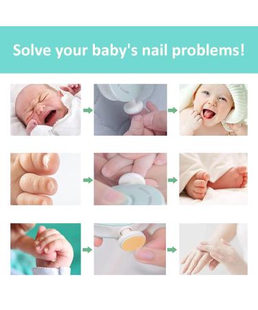 Jinpojun 6-in-1 Electric Baby Nail File - Safe Nail Care for Babies with Interchangeable Grinding Heads (Green) - Buy Online on GoSupps.com