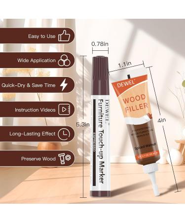 DEWEL Wood Furniture Repair Kit - Walnut Touch Up Markers & Fillers for Scratches Cracks and Restoration - Buy Online on GoSupps.com