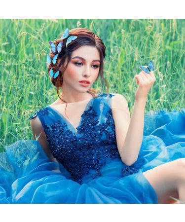 Bartosi Blue Butterfly Hair Clips - Pack of 20 Decorative Bobby Pins for Women and Girls - Buy Online on GoSupps.com