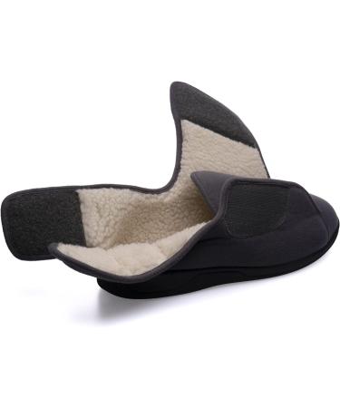 Happy Touch Women's 80D Memory Foam Diabetic Slippers - Adjustable Closures - Size 9 - Black/White - Buy Online on GoSupps.com