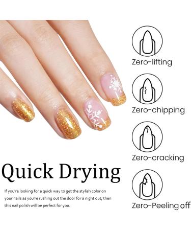 Glitter Nail Polish - Champagne Gold Nail Polish - Shimmer Sparkly Gold Glitter Nail Polish - High Glossy Quick Dry Nail Polish Starter Manicure Salon DIY at Home No Need Baking - Buy Online on GoSupps.com