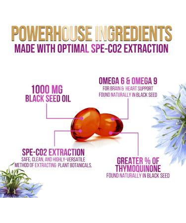 Black Seed Oil 1000mg - Premium Extra Strength Nigella Sativa Blackseed Oil - Black Seed Oil Skin Digestive Health & Immune Support - Non-GMO Antioxidant Gluten Free Supplement - 60 Softgels 60 Count (Pack of 1) - Buy Online on GoSupps.com