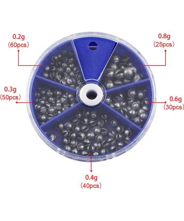 205Pcs Split Shot Fishing Weights Sinkers Assortment | 5 Sizes 0.2/0.3/0.4/0.6/0.8g Round Line Sinker Set - Buy Online on GoSupps.com