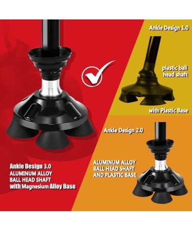 BigAlex Folding Walking Cane with LED Light & Quad Base - Adjustable Stick for Man/Woman 5.5-6.3ft - Black - Buy Online on GoSupps.com