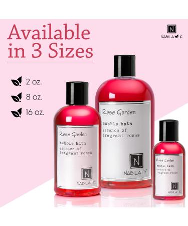 Nabila K Rose Garden Bubble Bath - All Natural & Tear-Free Formula for Sensitive Skin - Moisturizing Luxury Bath with Rose Essential Oils - 8oz for Women & Men - Buy Online on GoSupps.com