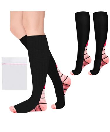 Acwoo compression stockings women and men 2 couples compression socks Medical compression socks knee socks women thrombosis socks compression socks for rise flight running (s/m pink) S-m pink - Buy Online on GoSupps.com