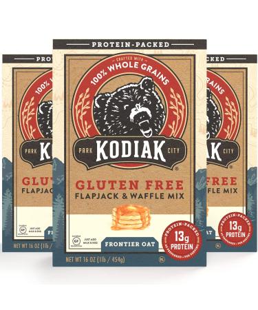 Kodiak Cakes Gluten Free Protein Pancake Mix - Flapjack and Protein Waffle Mix - 100% Whole Grain Gluten Free Waffles - Breakfast Pancake, Waffle & Baking Mixes - 16 Ounce (Pack of 3) Gluten Free - 3pck