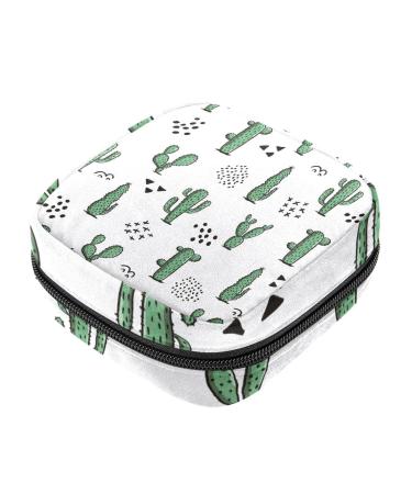 Menstruation pad bag with zipper women's napkin bag tampons collecting bags for women and girls (abstract geometry and cactus desert plants) Color 8