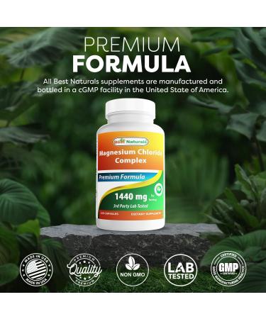 Best Naturals Magnesium Chloride (Cloruro De Magnesio) Complex 1440 mg per Serving - 120 Capsules 120 Count (Pack of 1) - Buy Online on GoSupps.com