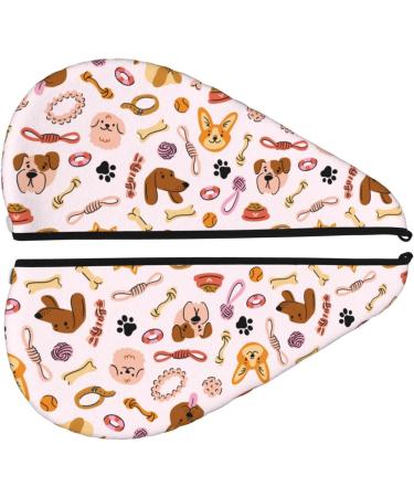 Cute Dog Microfiber Hair Towel - Super Absorbent Coral Velvet Wrap for Long Curly & Thick Hair | Quick Dry Beach Accessories for Pet Lovers - Buy Online on GoSupps.com