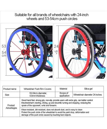 Wheelchair Push Rim Covers Non-Slip 1 Pair Of 24-Inch Rear Wheel Sports Wheelchair Wear-Resistant Silicone Hand Thrust Cover Rear Wheel Thrust Ring Protective Cover(F 22 inch) 22 inch F - Buy Online on GoSupps.com