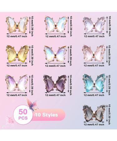 50 Pieces 3D Butterfly Style Nail Charms - Rhinestones, Diamonds, Glass Crystals - Nail Art Accessories - Buy Online on GoSupps.com