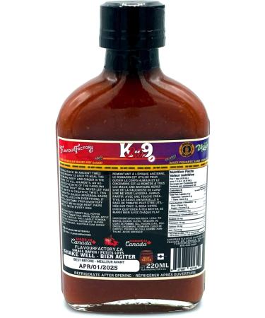 K9 Bite Flavor Factory High Heat Hot Sauce Gluten Free Vegan NON-Vinegar base 220 ml bottle (Pack of 1) - Buy Online on GoSupps.com