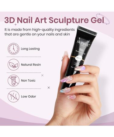 3D Nail Gel Clear Sculpting Gel 30g - No Wipe Molding Gel for Nail Art Charms & Rhinestone Designs - Buy Online on GoSupps.com