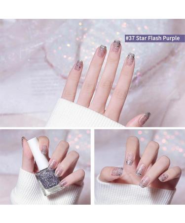 TBeautfave Glitter Pink & Purple Nail Varnish Pink Nail Polish Quick Dry Nail Polish Long Lasting Nail Polish Non-Toxic Nail Polishes No Need Cure Nail Gel Polish Nail Varnish Taro flash+Star flash - Buy Online on GoSupps.com
