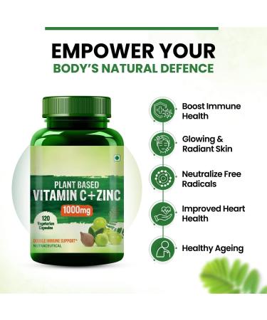 Plant Based Vitamin C with Zinc - 120 Veg Capsules - Buy Online on GoSupps.com