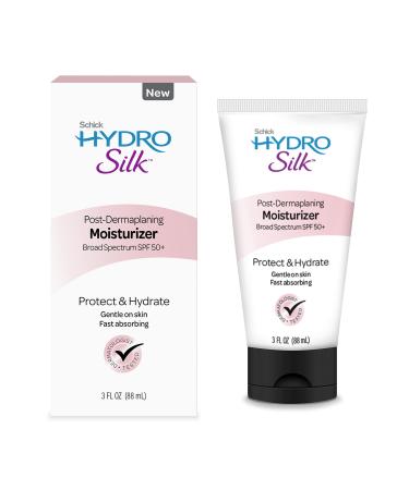Schick Hydro Silk Post-Dermaplaning Moisturizer with SPF 50+ | Travel Size Face Moisturizer with Sunscreen Facial Moisturizer Dermaplane Face Lotion for Women Facial Lotion 3oz