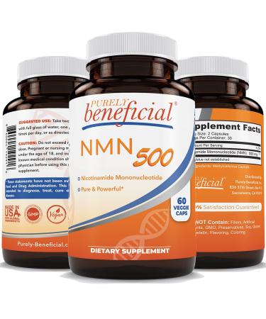 NMN 500mg Serving- Stabilized Form Nicotinamide Mononucleotide - 3rd Party Tested, Supports Healthy Aging, Cognitive Support- 30 Serving, Made in USA