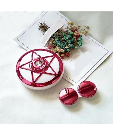 Nfegsiya contact lens container round mirror contact lens housing glasses box kit eye care container travel glasses contact lens case (color: rose red)