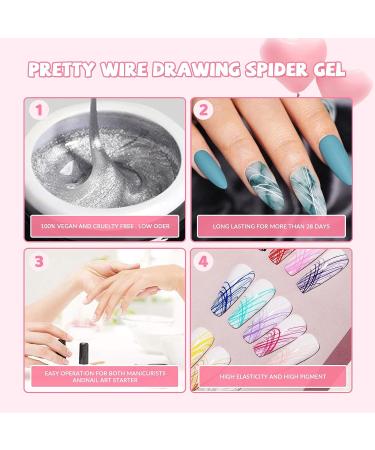 COOSA Spider Gel Art Nail Kit - 15 Colors for Line Pulling & Silk Drawing Decoration - Buy Online on GoSupps.com