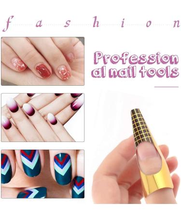 Voarge Nail Templates (200 Pieces) - Self-Adhesive Golden Stencils for Gel Nails & Nail Extensions | Ideal for Artificial Fingernail Modeling - Buy Online on GoSupps.com