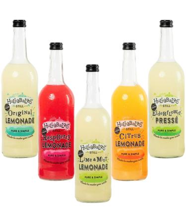 Hullabaloos Still Sweet Drink Pick N Mix - Choose From 5 Flavours | Citrus Lemonade Elderflower Presse Lime & Mint-Lemonade Original-Lemonade Raspberry-Lemonade Muffins Taste | Pack of 5 x 750ml 750 ml (Pack of 5)