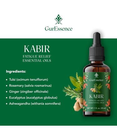 Fatigue Tiredness Relief Essential Oil Blend (Kabir) by GurEssence - 100% Pure Therapeutic Grade Fatigue Relief Blend Essential Oil - 1 oz (30 ml) - Perfect for Aromatherapy - Buy Online on GoSupps.com