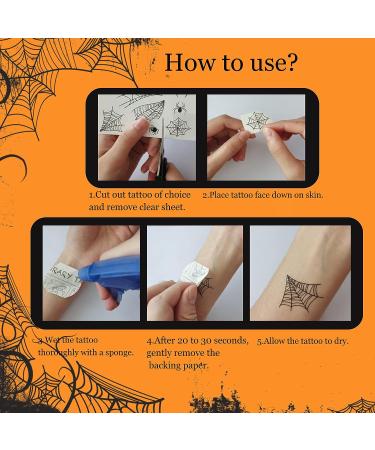 Halloween Spider Web Temporary Tattoos Kit - Waterproof Body and Face Stickers (12 Sheets) - Adults & Kids Costume Makeup - Buy Online on GoSupps.com