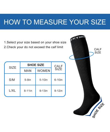 Fvxynnv Compression Stockings for Men & Women - 20-30 mmHg Support Socks for Running Sports & Travel - Black L-XL - Buy Online on GoSupps.com