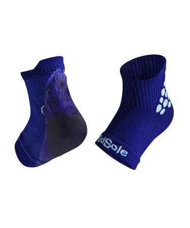 KidSole RX Gel Sports Sock for Kids with Heel Sensitivity from Severs Disease, Plantar Fasciitis (Kid's 2-7, Blue) Blue Kid's 2-7