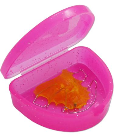 Slim Orthodontic Dental Case - Colour & Glitter Choices for Retainers Bleaching Trays Dentures & More (Glitter Pink) - Buy Online on GoSupps.com