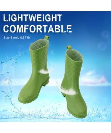 Petrass Women's Black Waterproof Mid Calf Rain Boots - Lightweight & Fashionable Garden Shoes | Size 6, Green - Buy Online on GoSupps.com