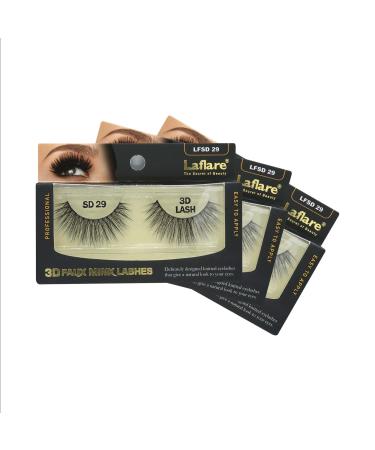Laflare Silk Lashes 3D FAUX MINK Eyelashes Light Reusable Handmade Natural Looking Professional Easy to Apply Eyelashes in a Knitted Style3-3 PACKS BUNDLE SPECIAL (3 SD29) 3 SD29