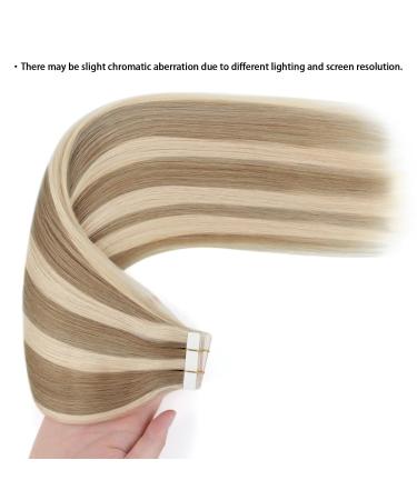 Beauty Hair Tape In Extensions - Real Hair 45 cm Ash Brown with Platinum Blonde Highlights 50g 20 Pieces - Skin Weft Invisible #p8-60 - Buy Online on GoSupps.com