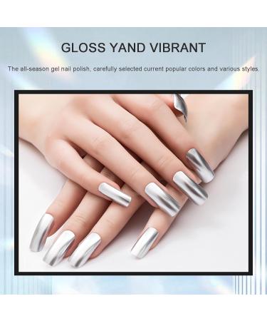 Metallic Nail Polish - Mirror Nail Varnish - 6ML Quick Drying Silver Nail Polish - Metallic Effect Nail Art Polish - Chrome Nail Polish - No UV Needed Father (Silver) - Buy Online on GoSupps.com