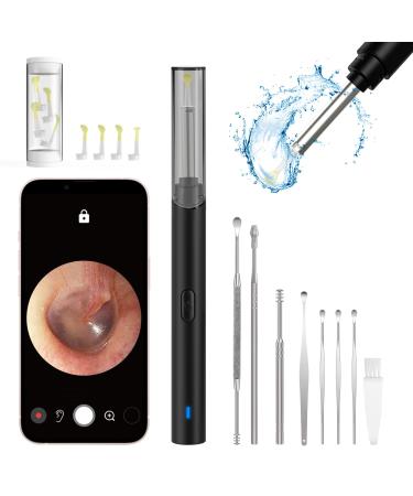 Ear Wax Removal Wireless 1296P HD Ear Wax Removal Tool with Camera 6 LED Lights Built-in WiFi Waterproof Otoscope for iPhone Android Black