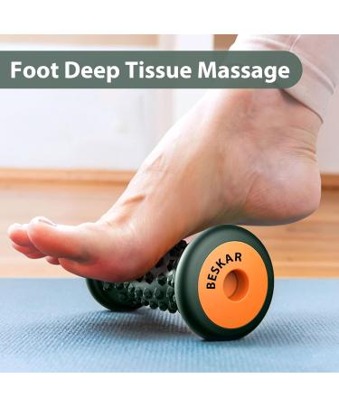 BESKAR Foot Massage Roller - Ergonomic Foot Scooters for Plantar Fasciitis & Muscle Relief - Black Green - Buy Online on GoSupps.com