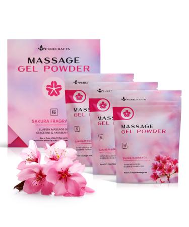 Gel de massage en poudre Purecrafts 50g | Sakura Fragrance | Fabriqu au Japon | Gel lisse et glissant pour le bien- tre et la relaxation | 50g donne 5 litres | Ajoutez un peu d'eau