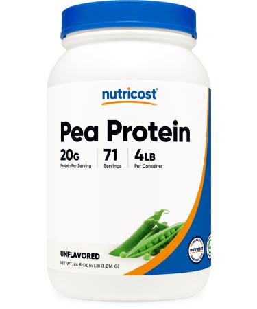 Nutricost Pea Protein Powder (4 LBS) Unflavored - 20g of Vegan Pea Protein Isolate GMO-Free Gluten-Free 71 Servings 4.05 Pound (Pack of 1)