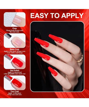 Gel Nail Polish Set 6 Colors Bright Red Burgundy Dark Glitter Red Soak-Off UV/LED Nail Polish Gel for Home Salon DIY Nail Art 5ML - Buy Online on GoSupps.com