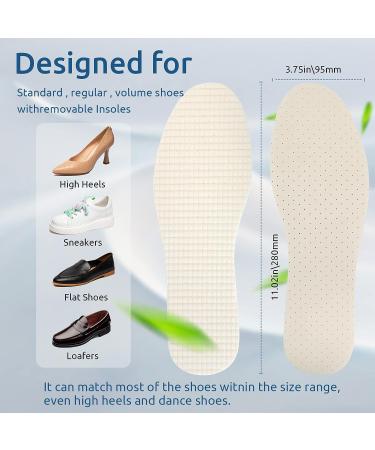 Barefoot Shoe Insoles - Breathable Latex Foam Inserts for Men 4-10 Women 5-11 (6 Pairs White) - Washable & Cuttable Replacement Insoles - Buy Online on GoSupps.com