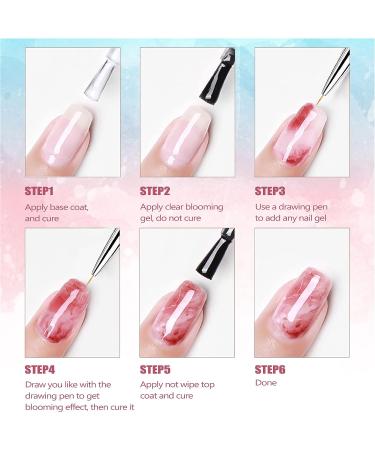 BQAN Blooming Gel Set - Clear Spreading Effect Blossom Gel Polish 7.5ml x2 with Nail Liner Brush - Nail Art DIY and Salon Use - Buy Online on GoSupps.com