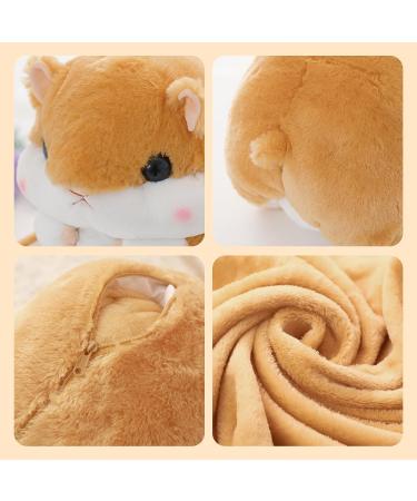 MUZIRI KINOKOO Hamster Plush Pillow Blanket with Sunflower Seeds - Beige | Soft Toy Blanket for TV, Sofa, Office | Foldable Nap Throw Blanket - Buy Online on GoSupps.com