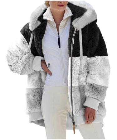 Hanxiulin Oversized Warm Plush Jacket - Women's Fleece Winter Coat with Stand-Up Collar | Elegant Long-Sleeved Outdoor Outerwear - Buy Online on GoSupps.com