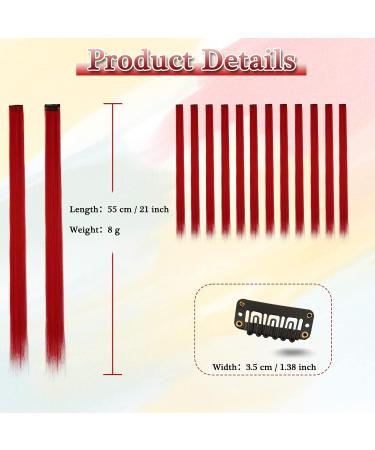 12 Piece Colored Hair Extensions - 21 Inch Clip-In Highlights for Kids & Women | Smooth Long Strands in Red & Vibrant Shades - Buy Online on GoSupps.com